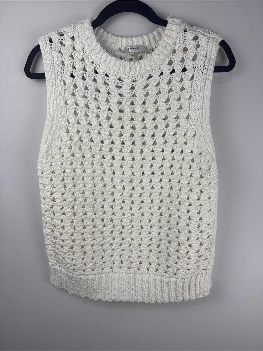 Frame Cream Crochet Sleeveless Sweater Vest Women’s Small